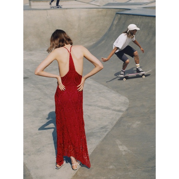 Zara red crochet knit maxi dress limited edition - Picture 10 of 10